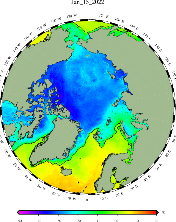 mean temperature of sea ice and surface